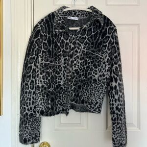 Zara leopard button up sweater
